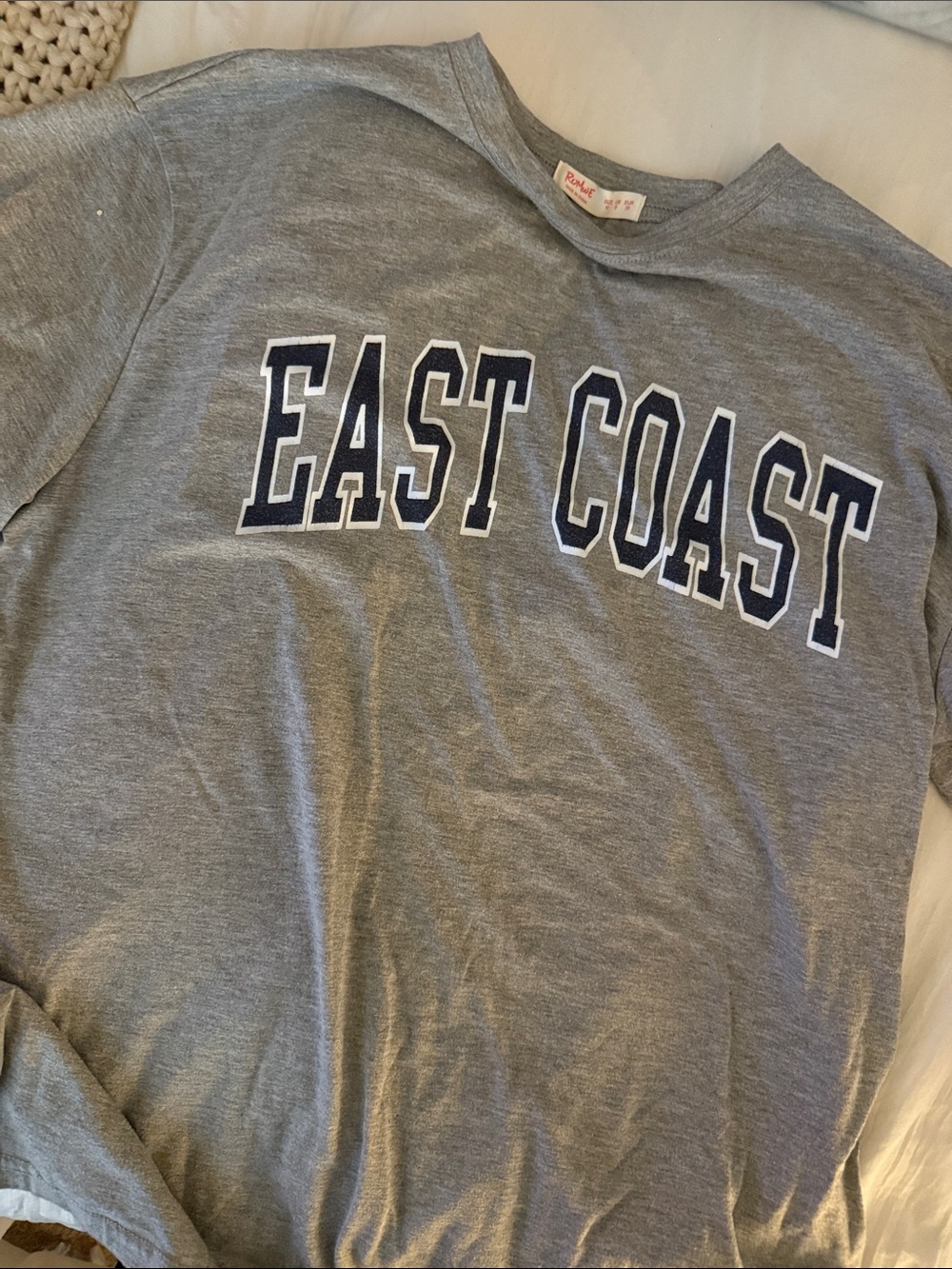 Medium East Coast Gray Graphic Tee with Navy Lettering